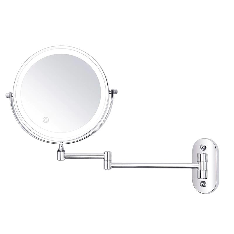 Adjustable LED Wall Mirror | Chrome Frame & 5x Magnification 6