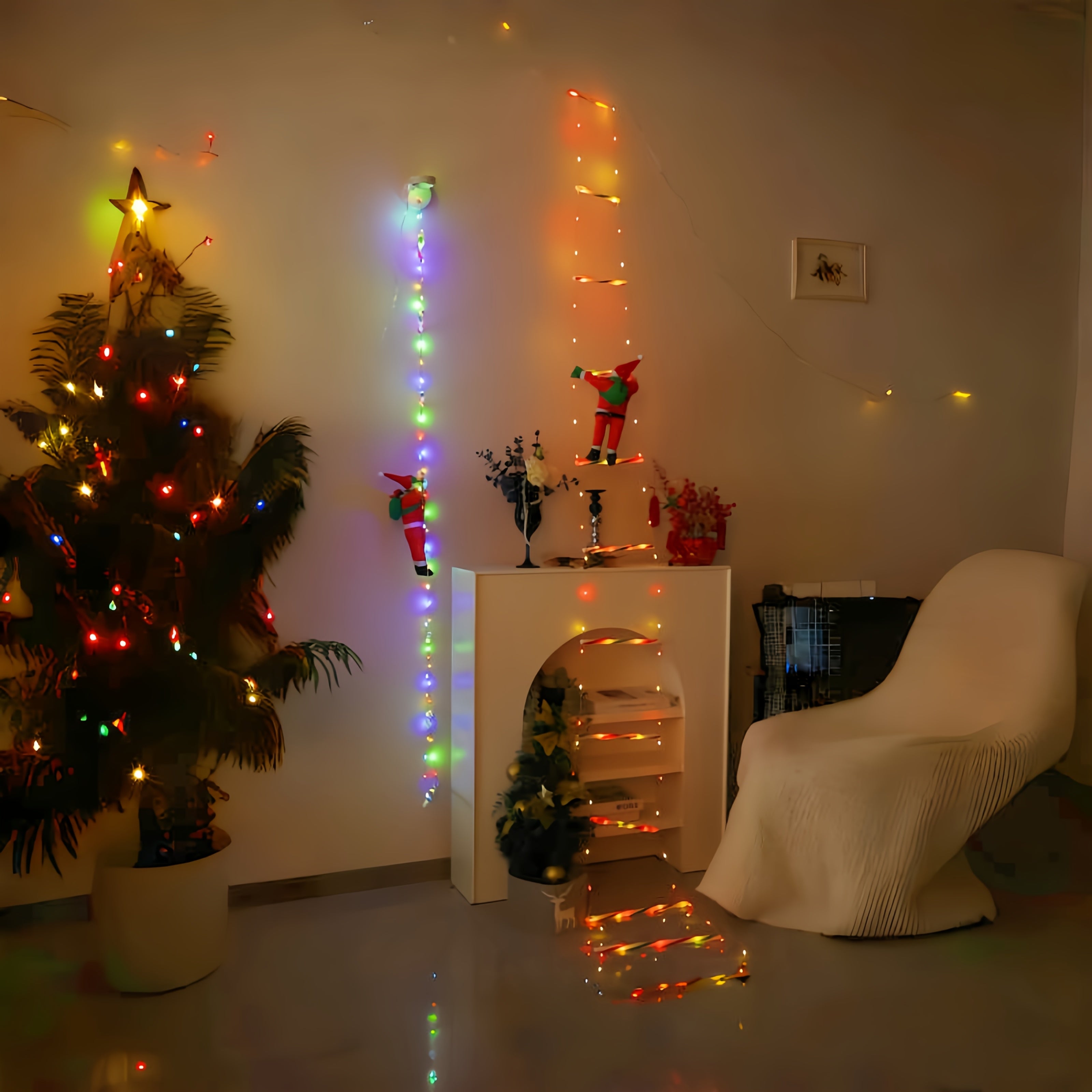 Cheerful Climbing Santa Lights | USB Powered & Multi-Color 5