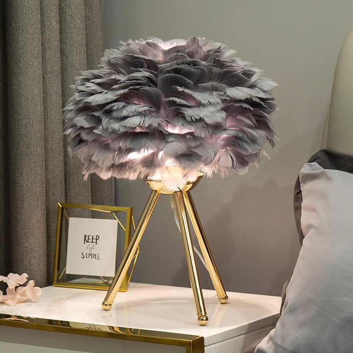 Dimmable Feather Table Lamp | Tripod Base & Elegant Design 7