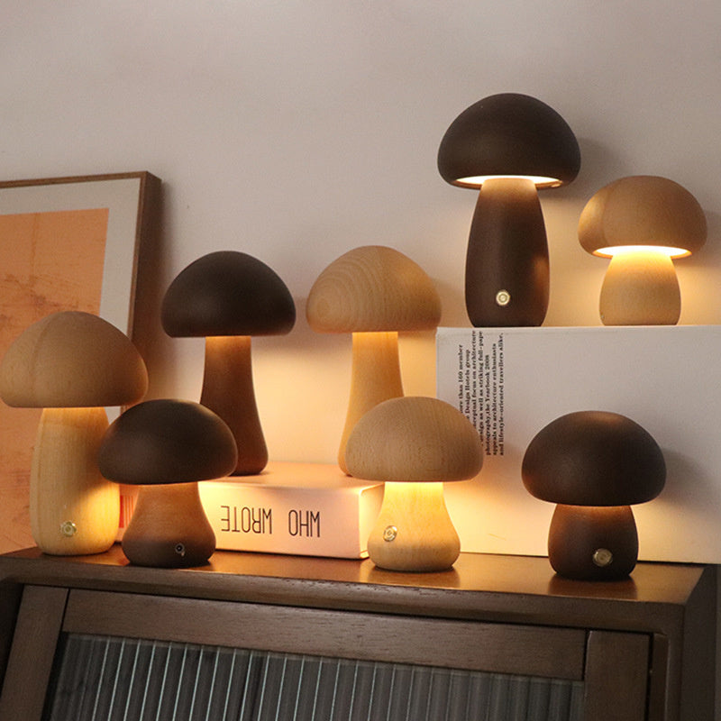 Eco-Friendly Touch Lamp | Wooden Mushroom Design 2