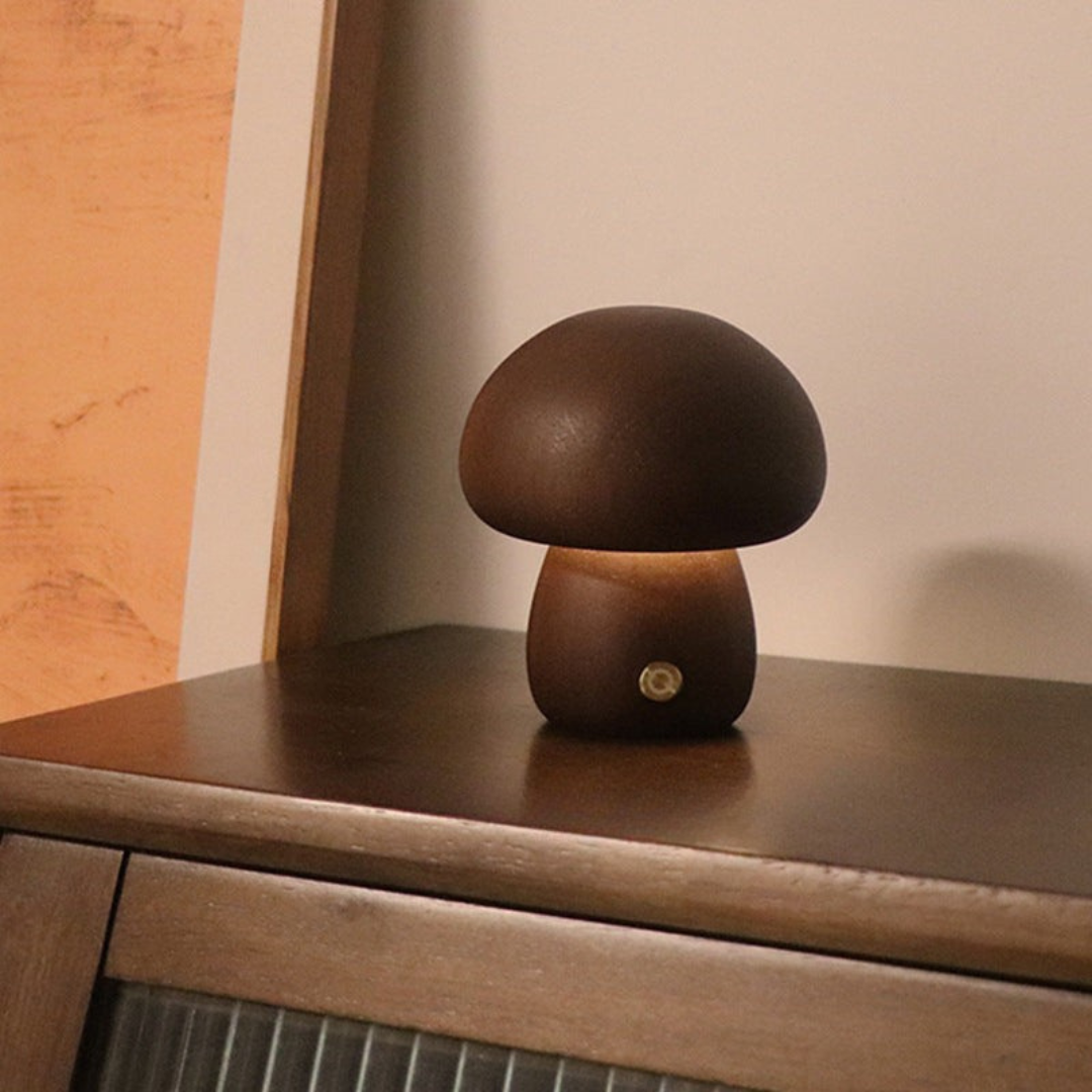 Eco-Friendly Touch Lamp | Wooden Mushroom Design 5