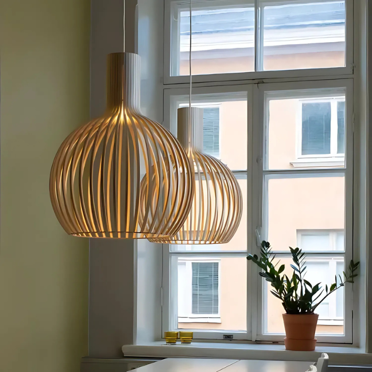 Elegant Bamboo Pendant Light | Adjustable Height & LED Compatible 8