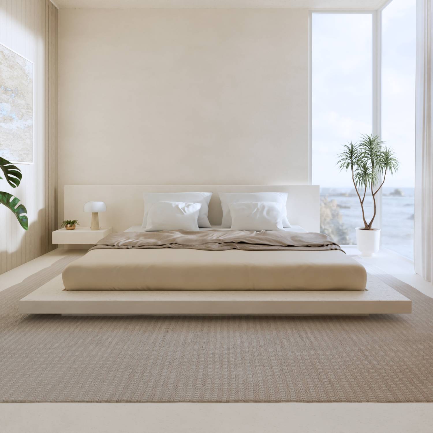 Elegant Bedside Lamp | Travertine Base & Opal Glass Shade 5