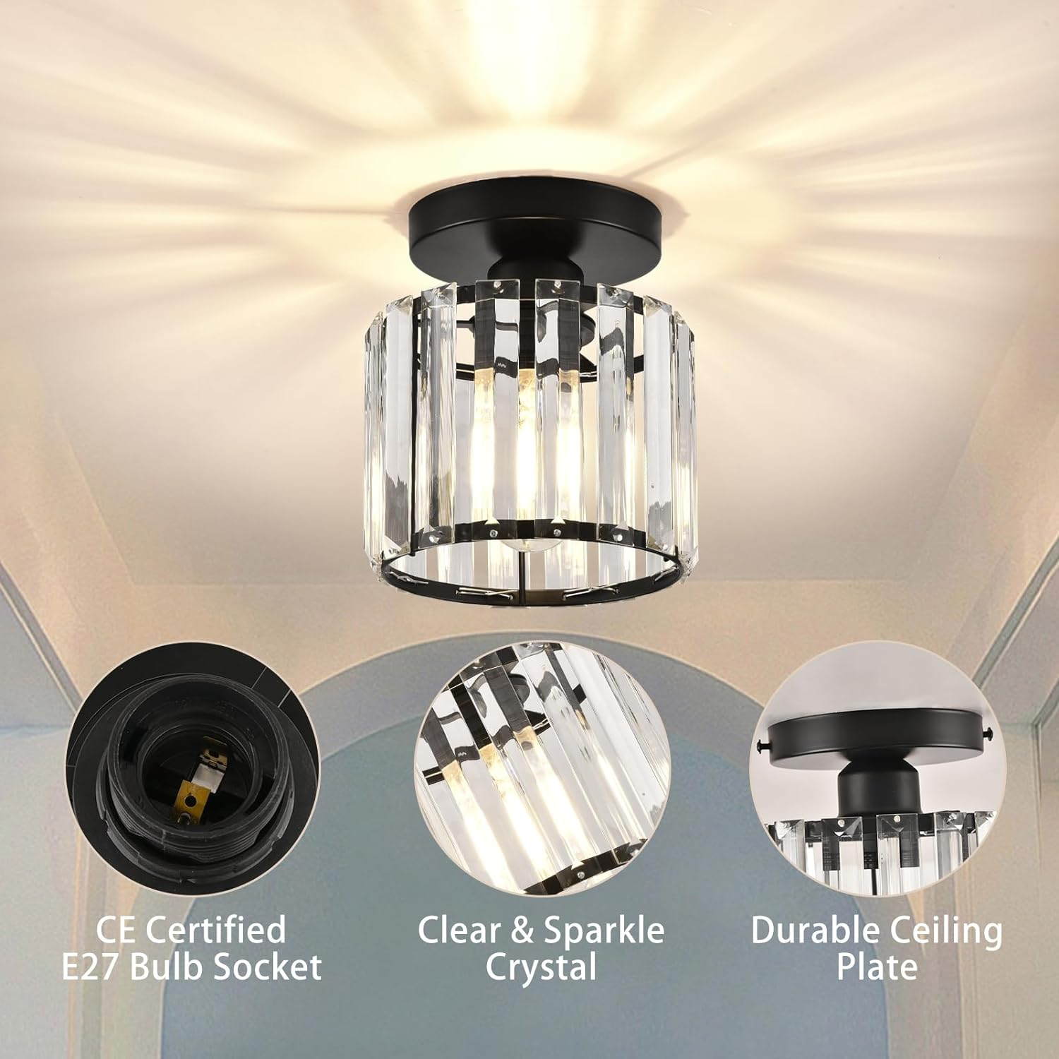 Elegant Crystal Ceiling Light | Modern Flush Mount Fixture 7