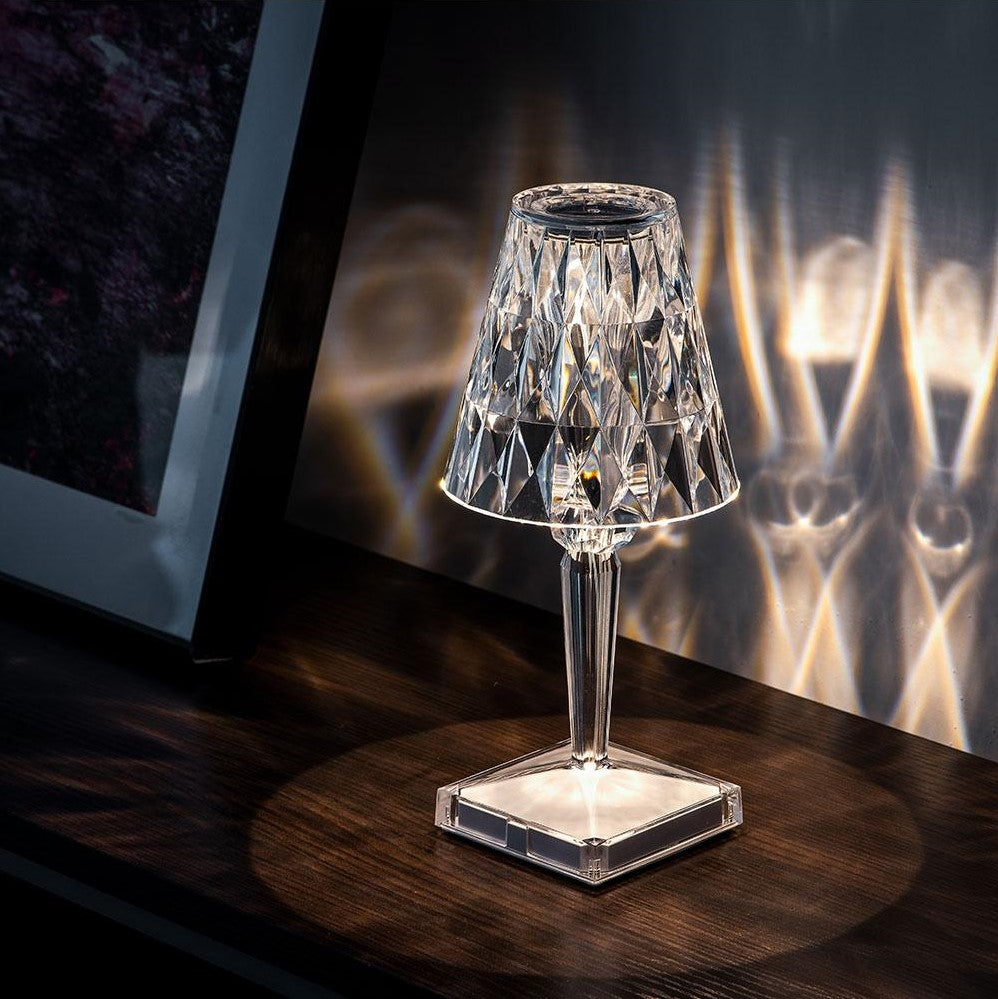 Elegant Crystal Effect LED Lamp | Rechargeable & Touch Control 0