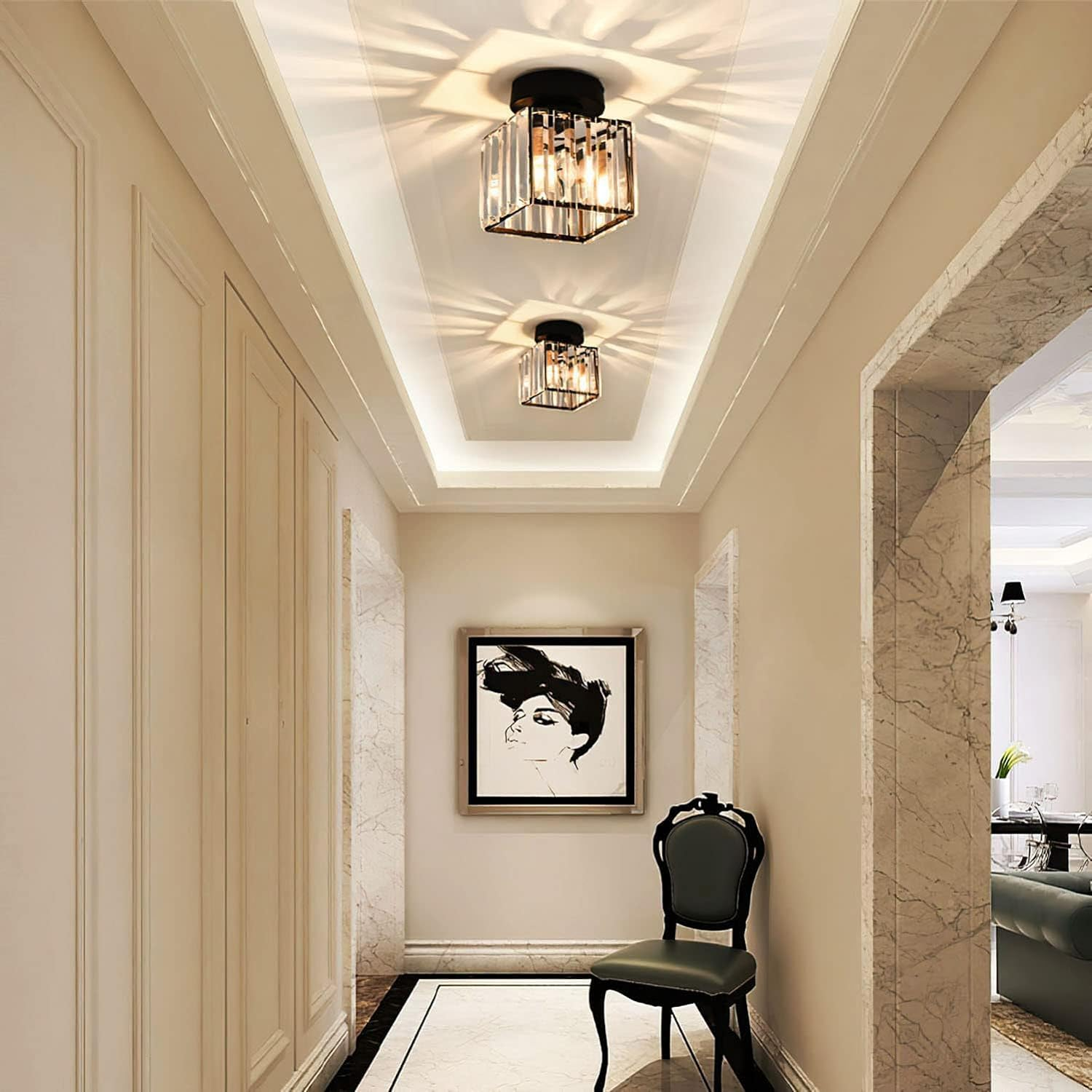 Elegant Crystal Glass Ceiling Light | Modern Brass Fixture 1