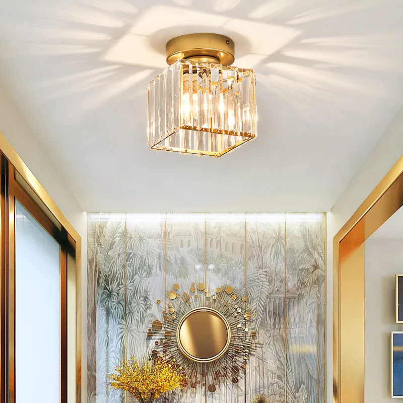 Elegant Crystal Glass Ceiling Light | Modern Brass Fixture 14