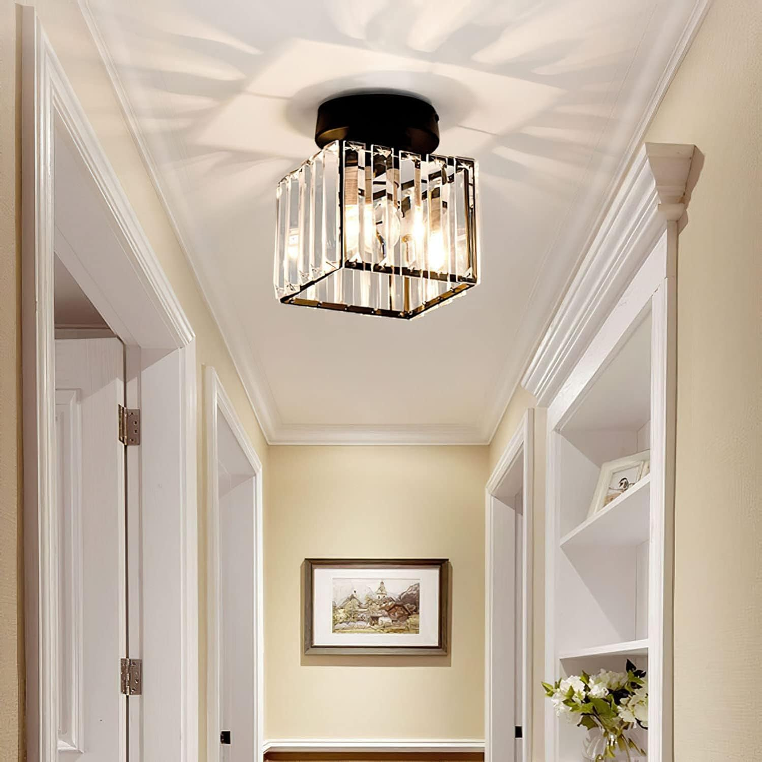 Elegant Crystal Glass Ceiling Light | Modern Brass Fixture 2