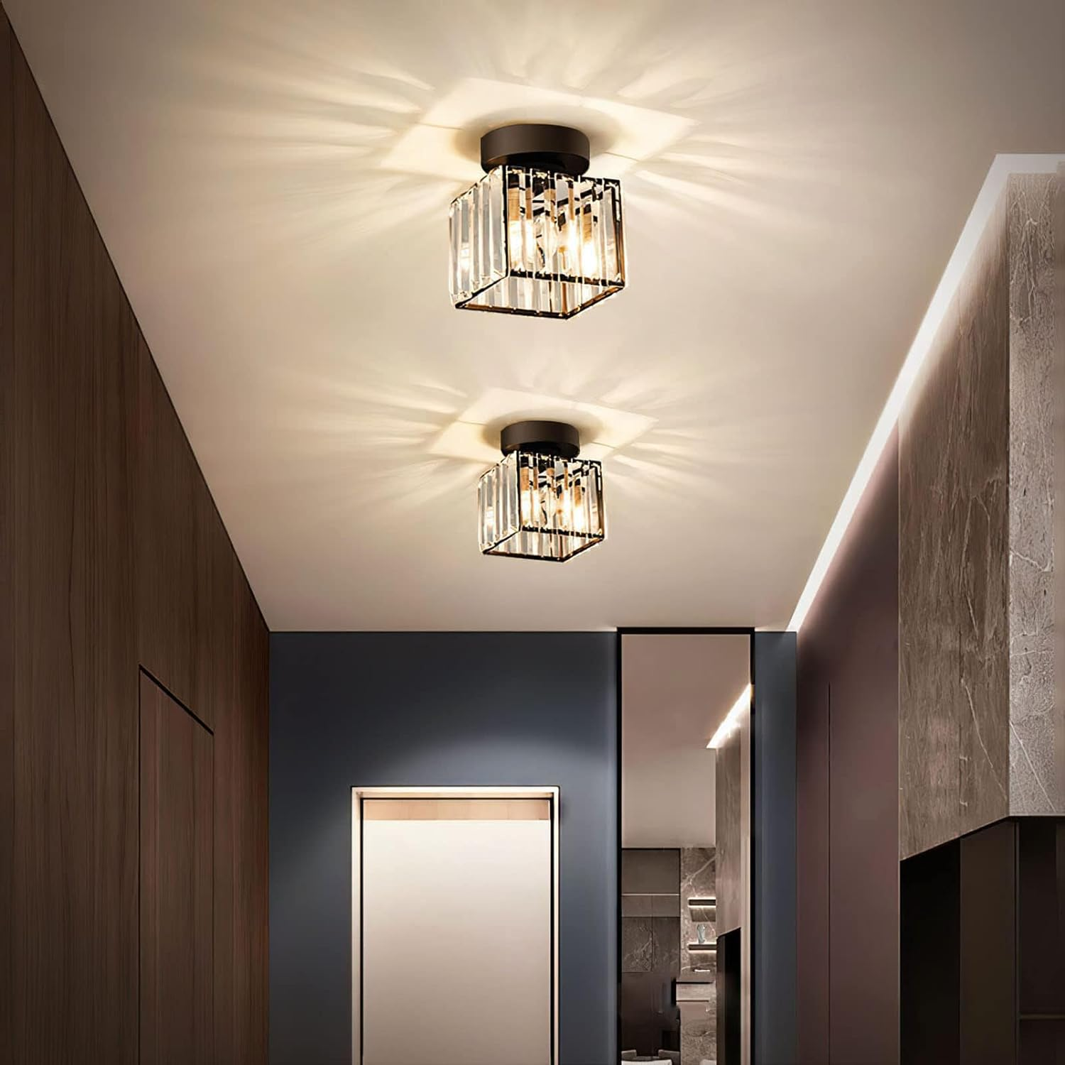 Elegant Crystal Glass Ceiling Light | Modern Brass Fixture 5