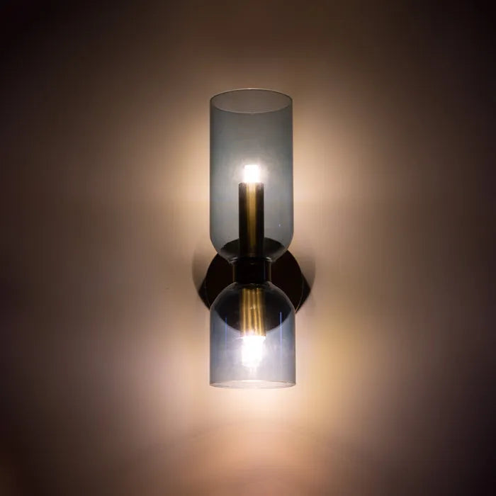 Elegant Dual-Globe Wall Light | Modern Glass & Brass Design 3