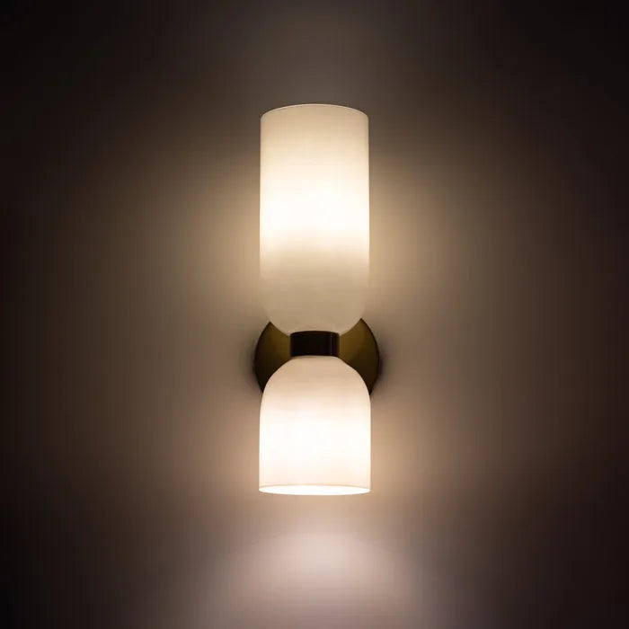 Elegant Dual-Globe Wall Light | Modern Glass & Brass Design 4
