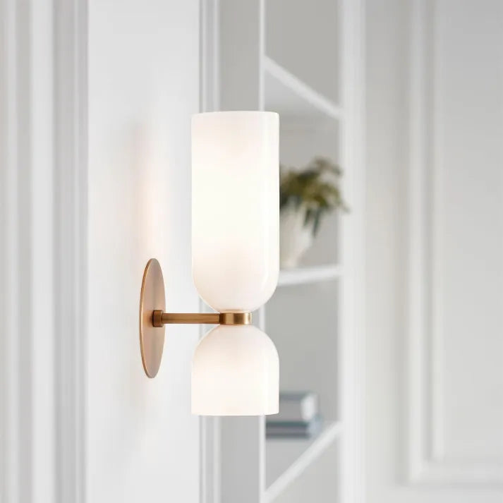 Elegant Dual-Globe Wall Light | Modern Glass & Brass Design 5