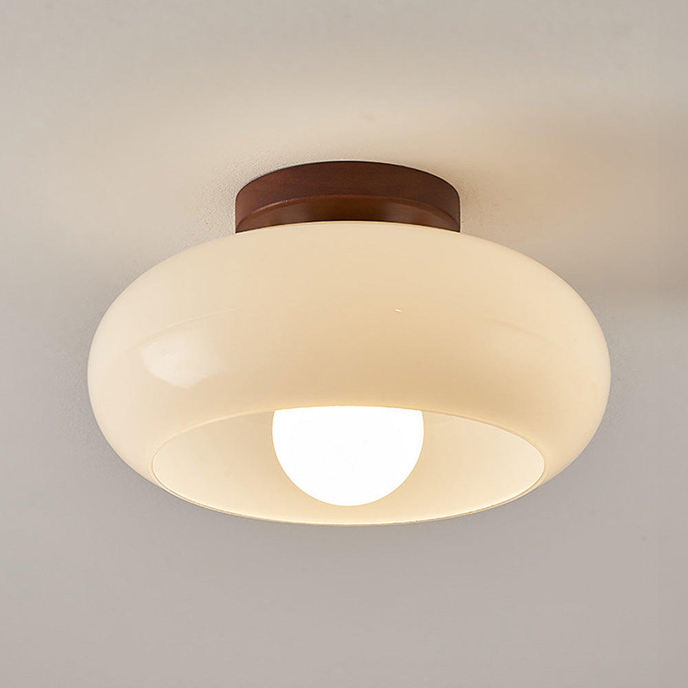 Elegant Glass Ceiling Light | Vintage Wood Accents & Ambient Lighting 1