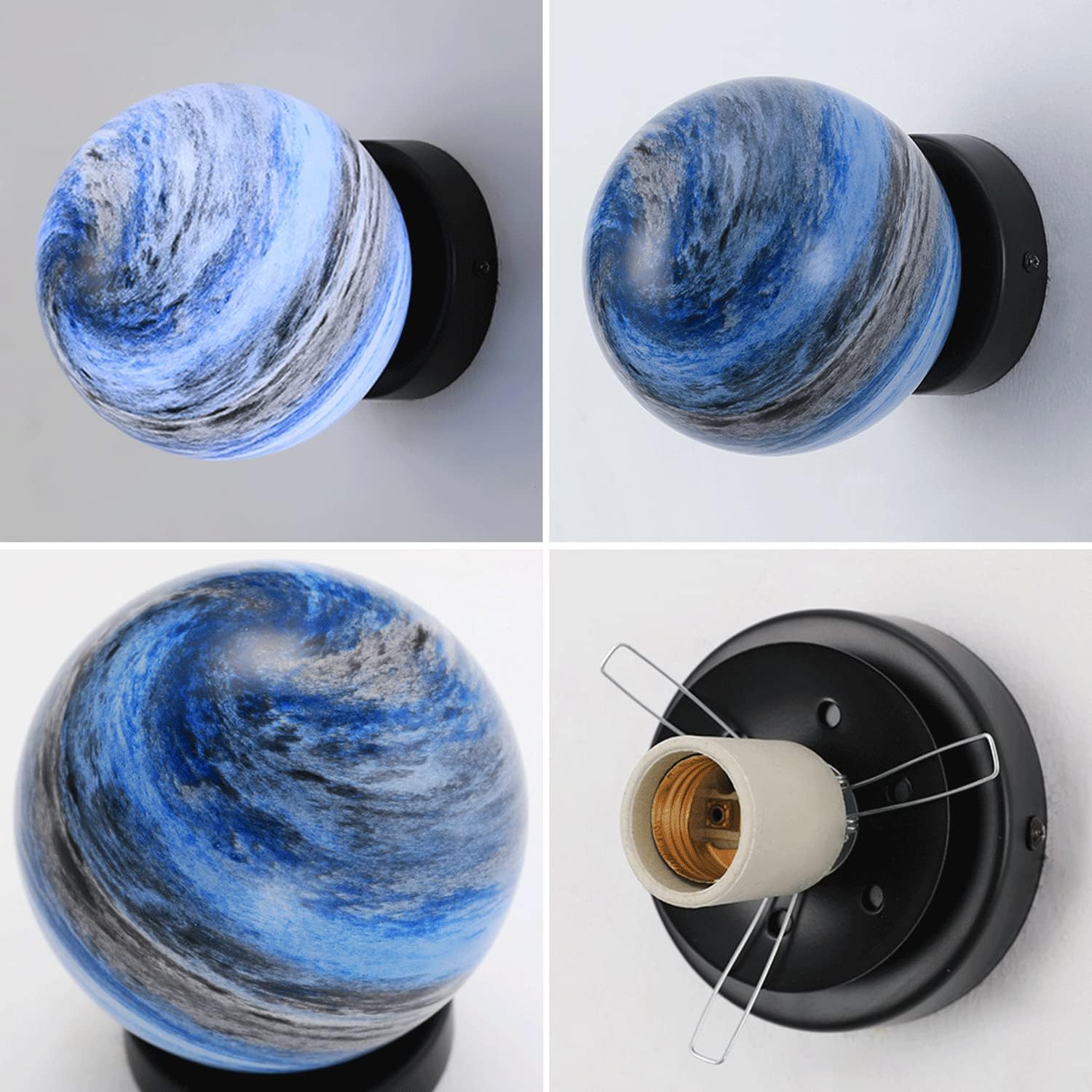 Elegant Glass Globe Ceiling Light | Flush Mount Fixture & Soft Ambient Lighting 4