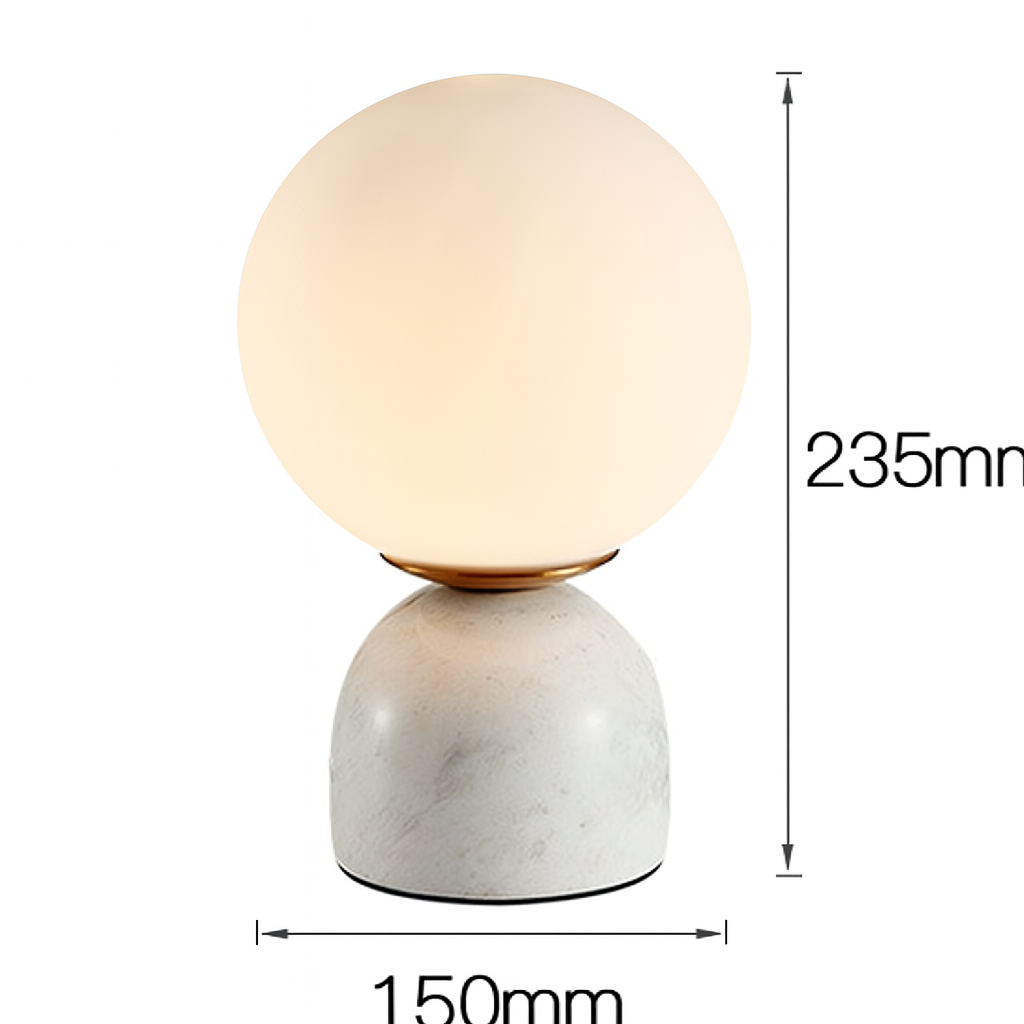 Elegant Glass Globe Table Lamp | Stone Base & LED Compatible 5