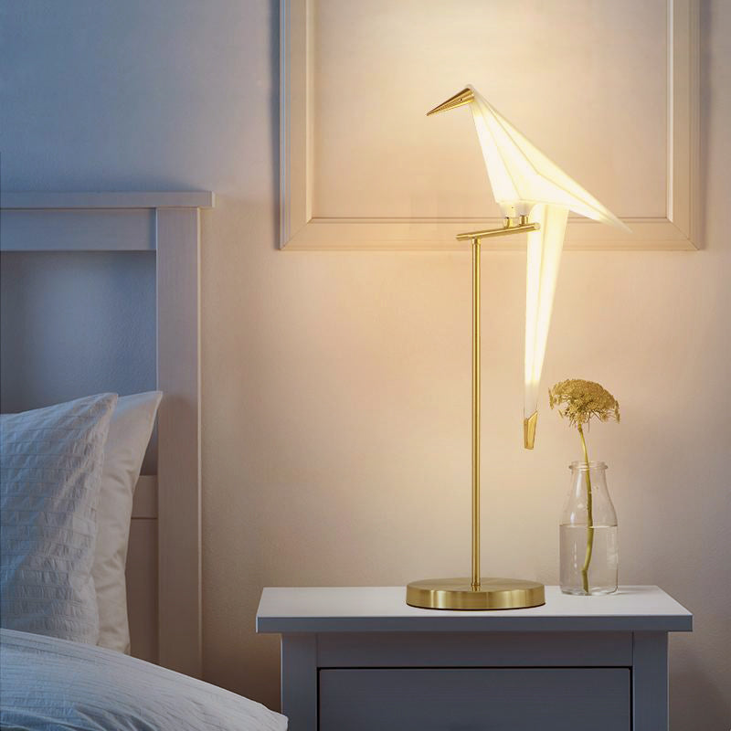 Elegant Gold Metal Bird Table Lamp | Unique Design & LED Lighting 0
