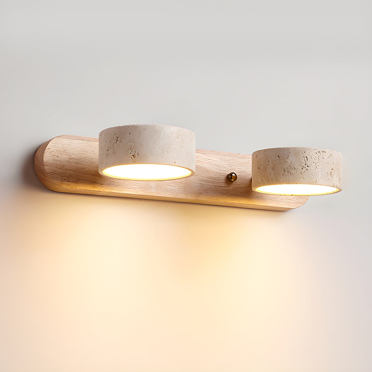 Elegant Natural Stone Wall Light | LED & Wood Accent 9