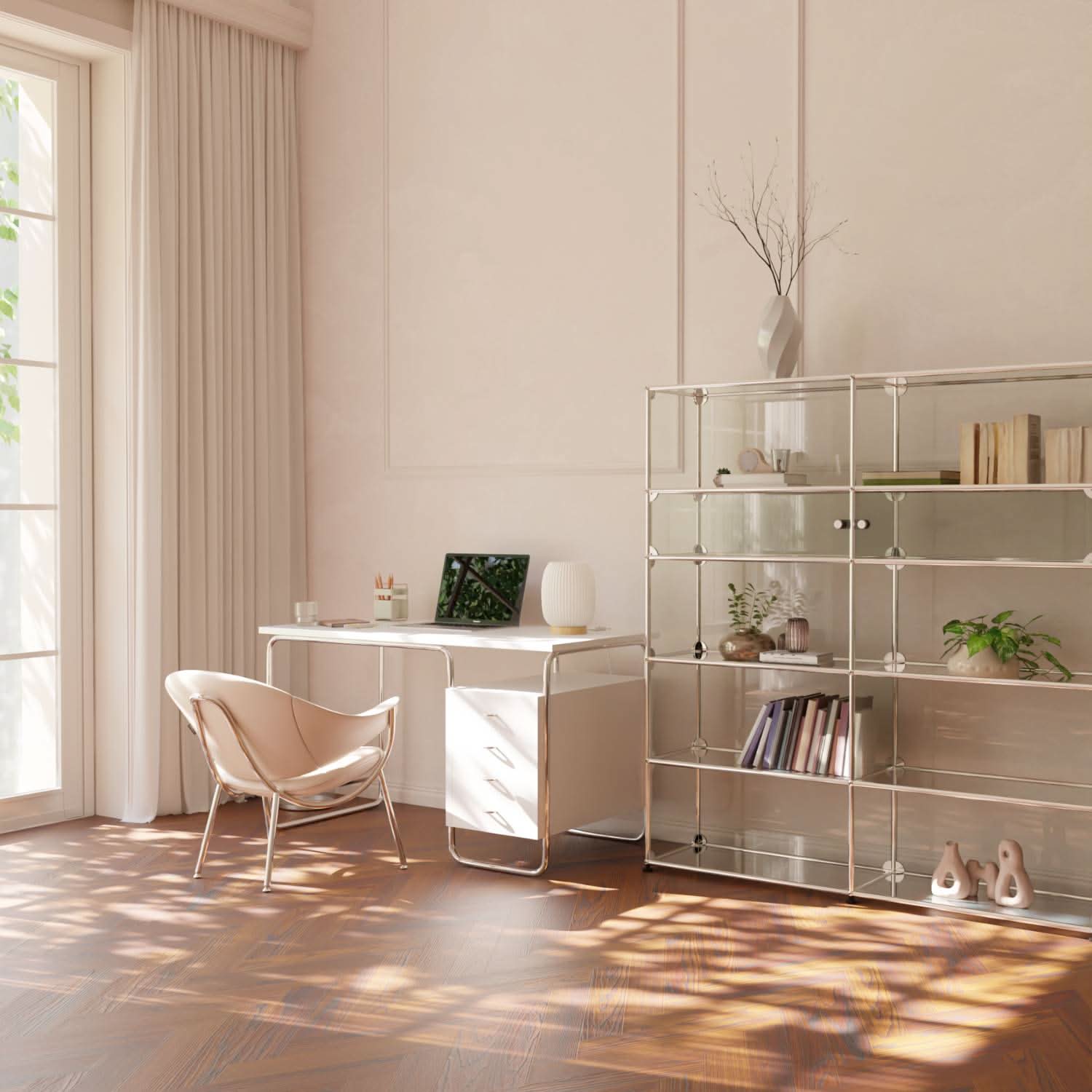 Elegant Ribbed Ceramic Bedside Lamp | Natural Wood Base 3