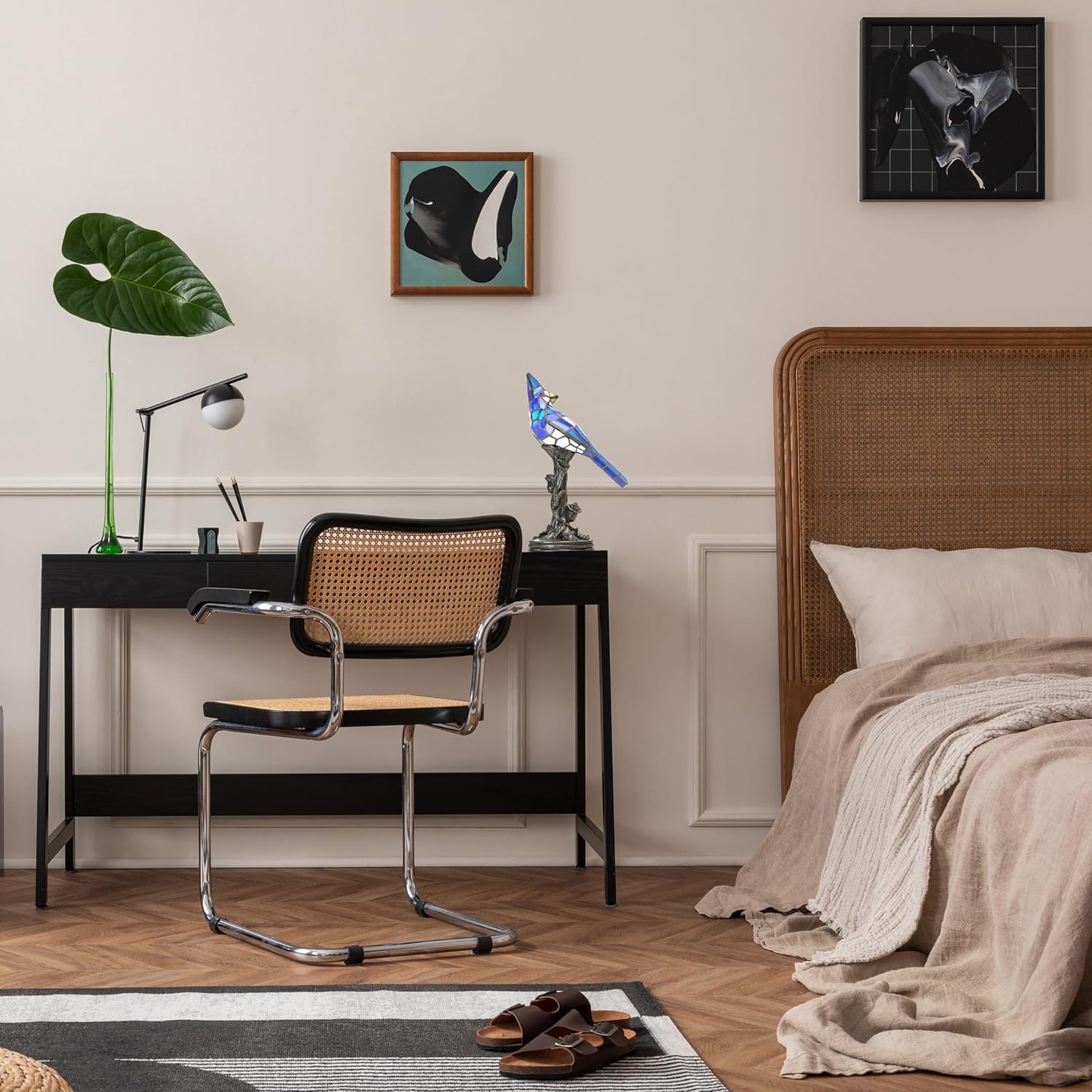 Elegant Stained Glass Lamp | Vintage Bird Design 3