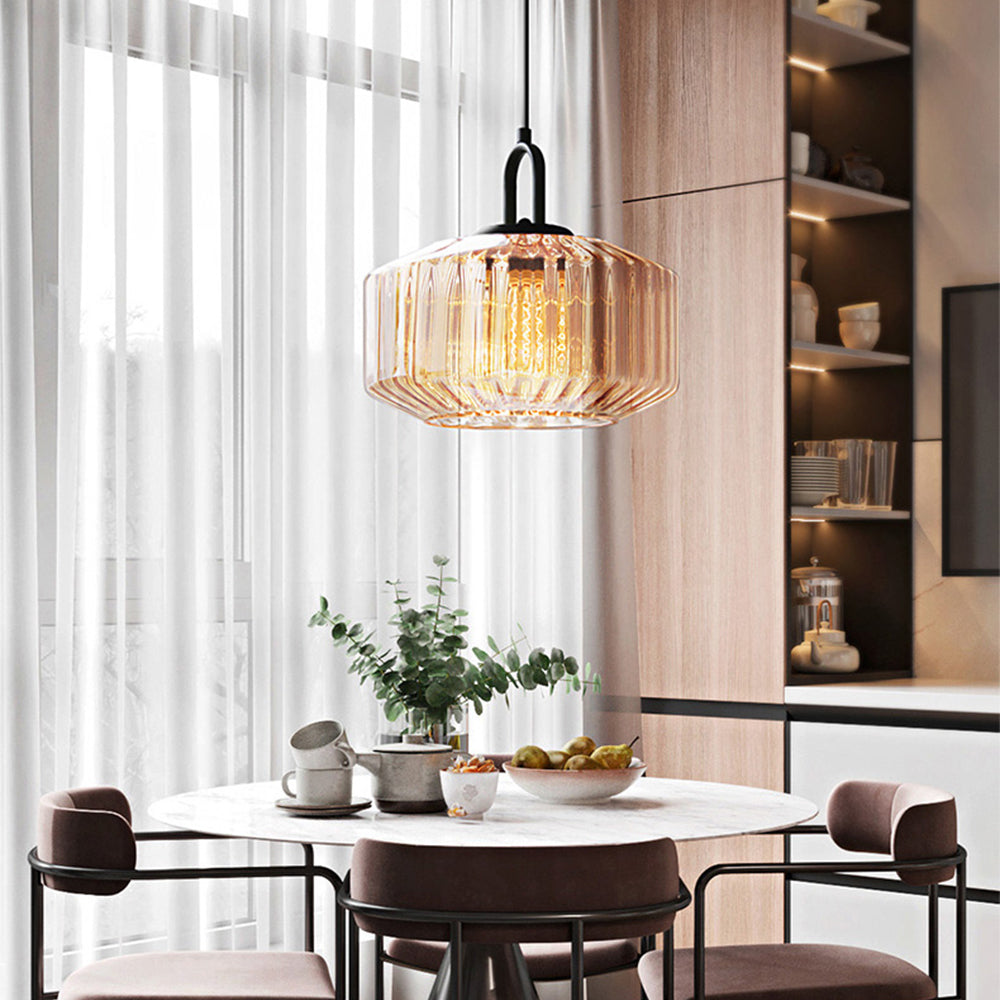 Elegant Striped Glass Pendant Light | Vintage Kitchen Pendant Lighting 6