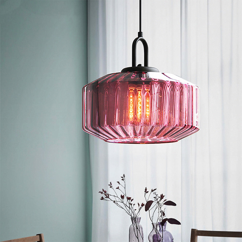 Elegant Striped Glass Pendant Light | Vintage Kitchen Pendant Lighting 9
