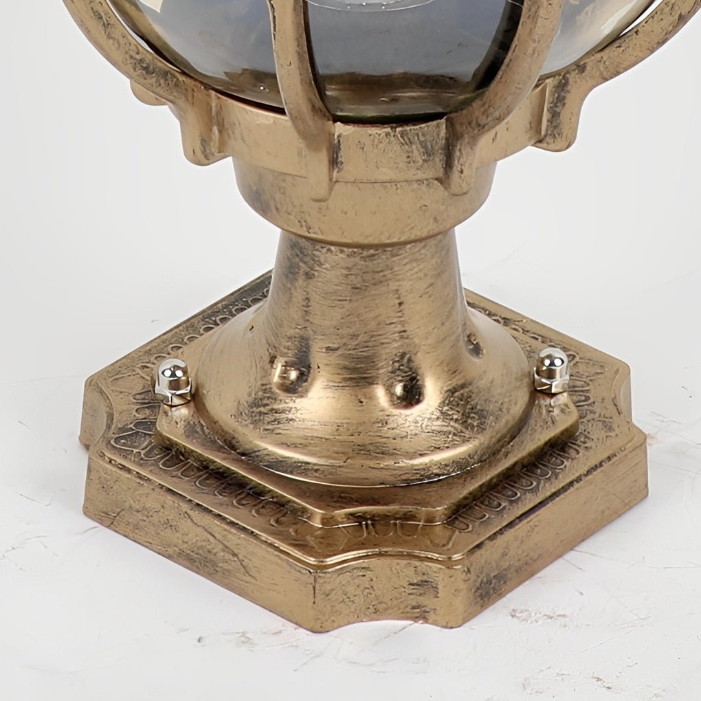 Elegant Vintage Outdoor Post Light | Weather-Resistant Glass Globe 3