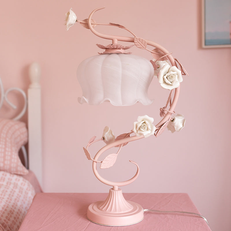 Elegant Vintage Table Lamp | Rose Glass Design 0