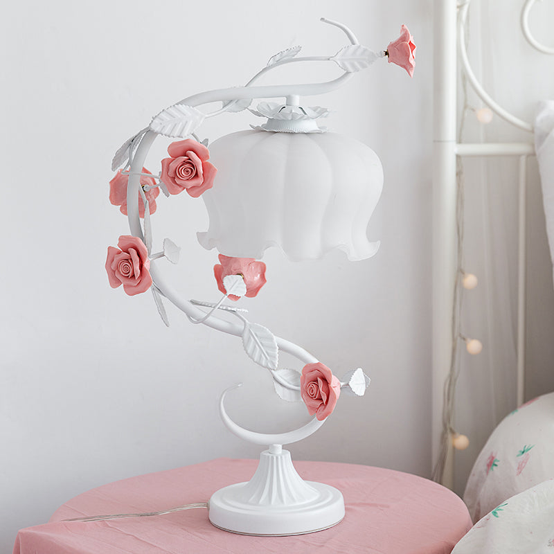 Elegant Vintage Table Lamp | Rose Glass Design 4