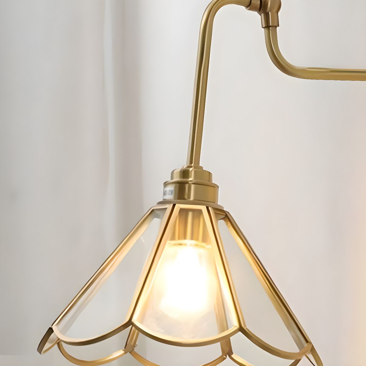 Elegant Vintage Wall Light | Brass & Glass Shade 7