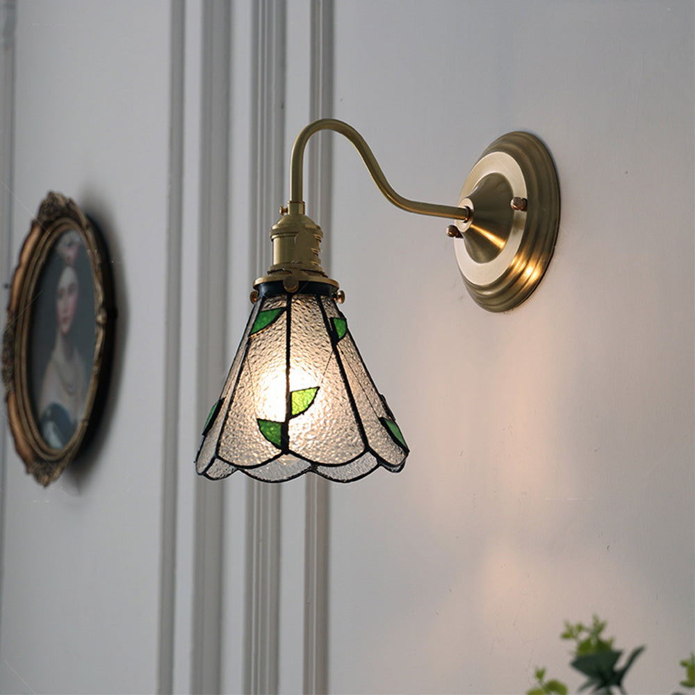 Elegant Vintage Wall Light | Glass Shade & Brass Fixture 0