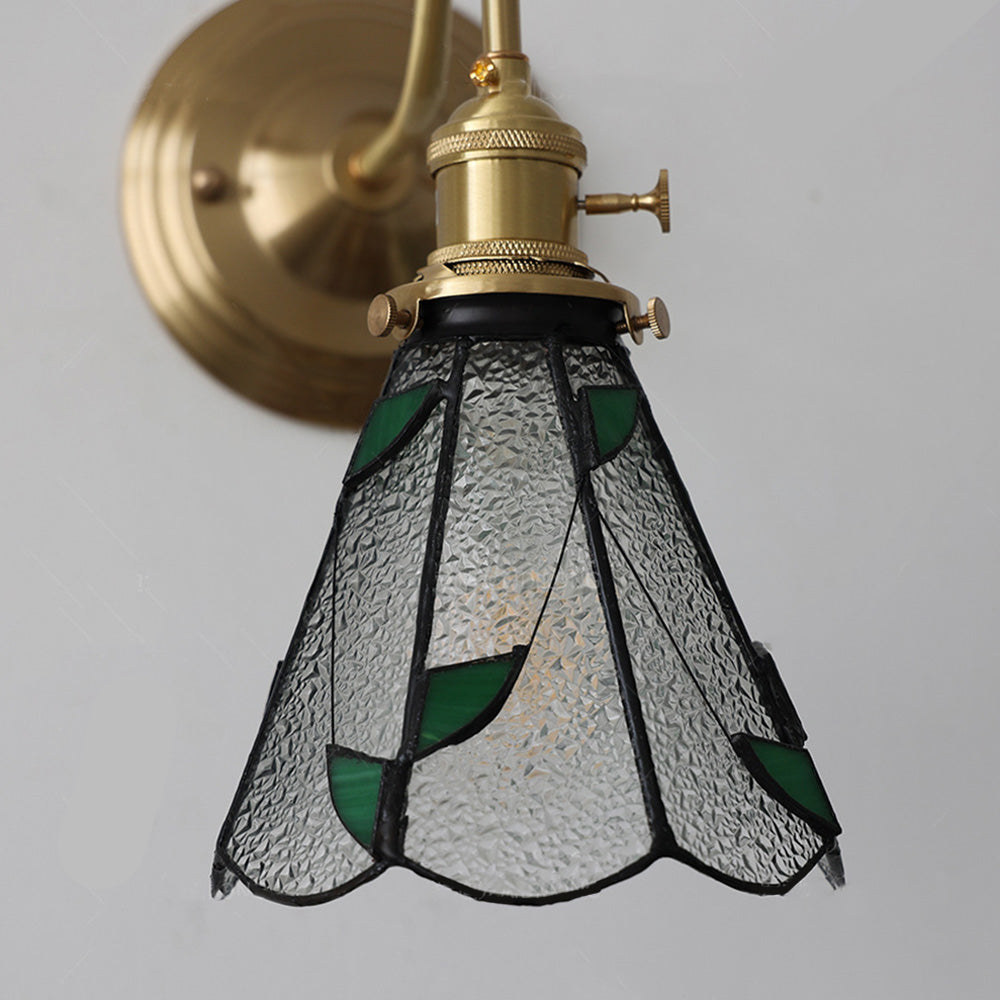 Elegant Vintage Wall Light | Glass Shade & Brass Fixture 2