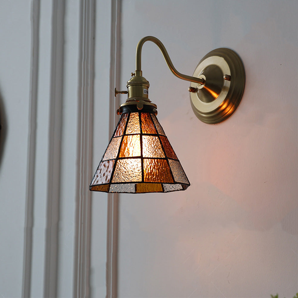 Elegant Vintage Wall Light | Glass Shade & Brass Fixture 7