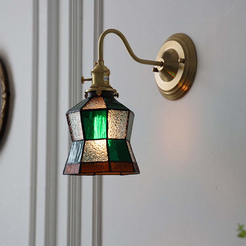 Elegant Vintage Wall Light | Glass Shade & Brass Fixture 9