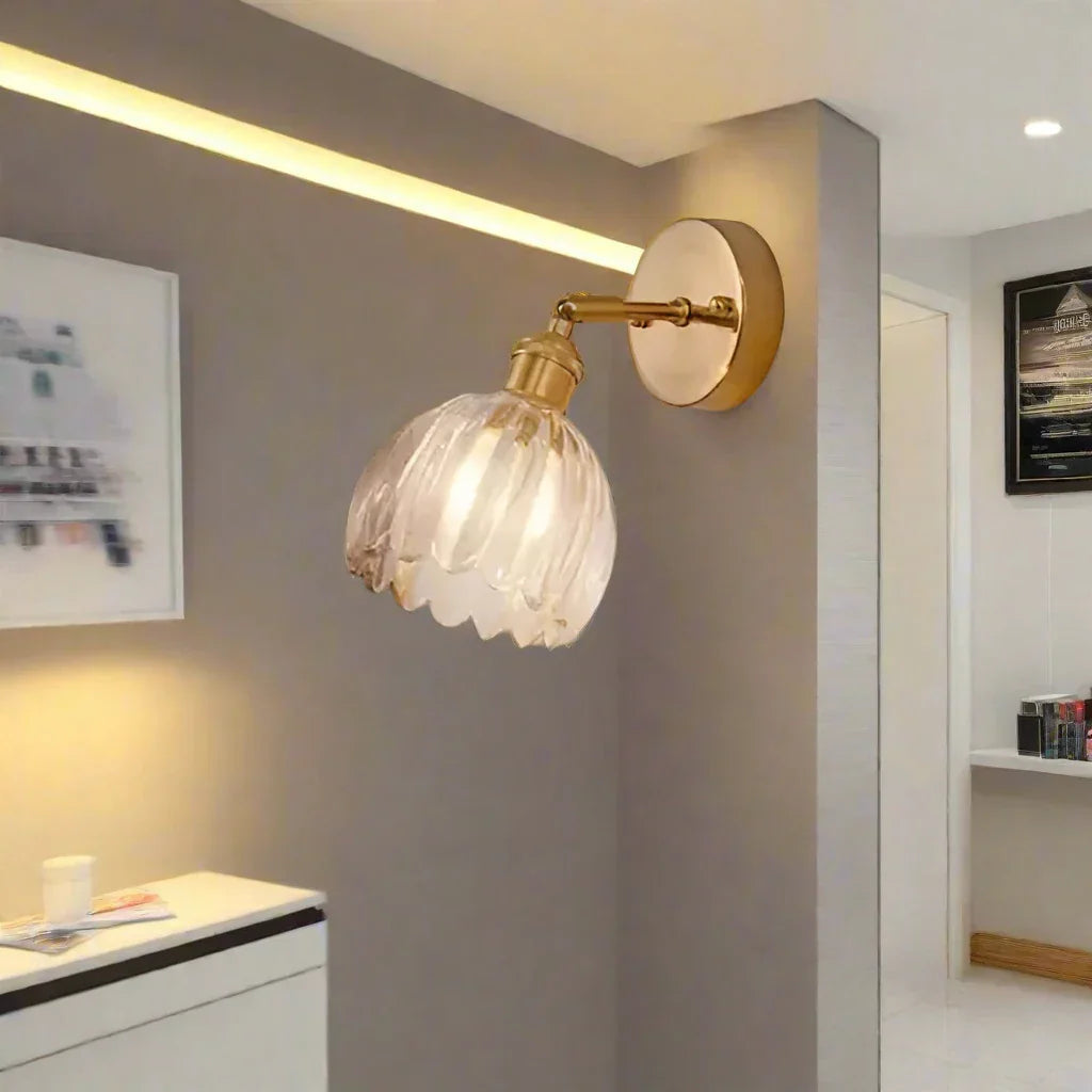 Elegant Vintage Wall Light | Glass Tulip Design 6