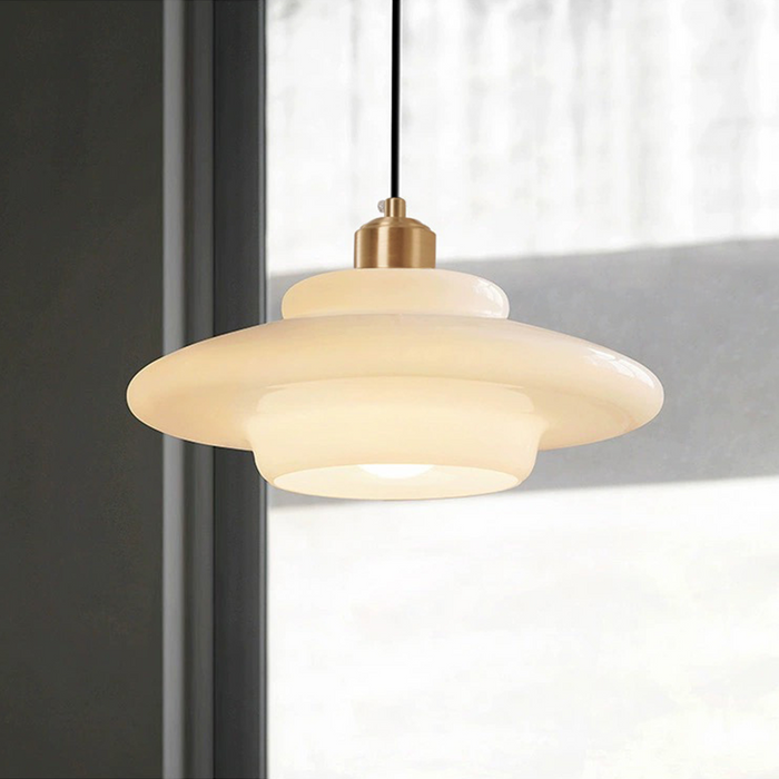 Elegant White Glass Pendant Light | Mid-Century Kitchen Pendant Lighting 4