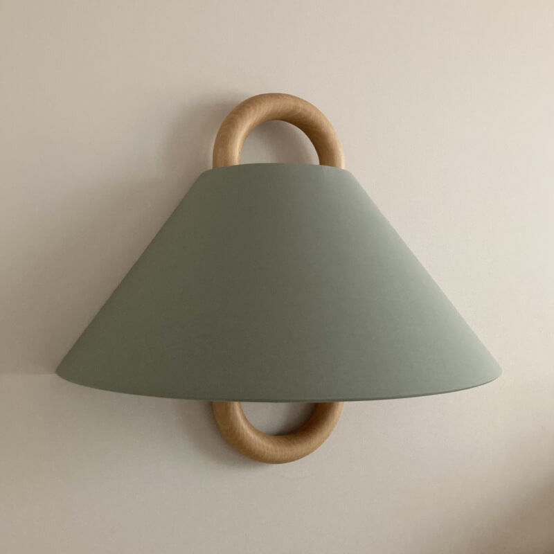 Elegant Wooden Wall Light | Soft Fabric Shade 14