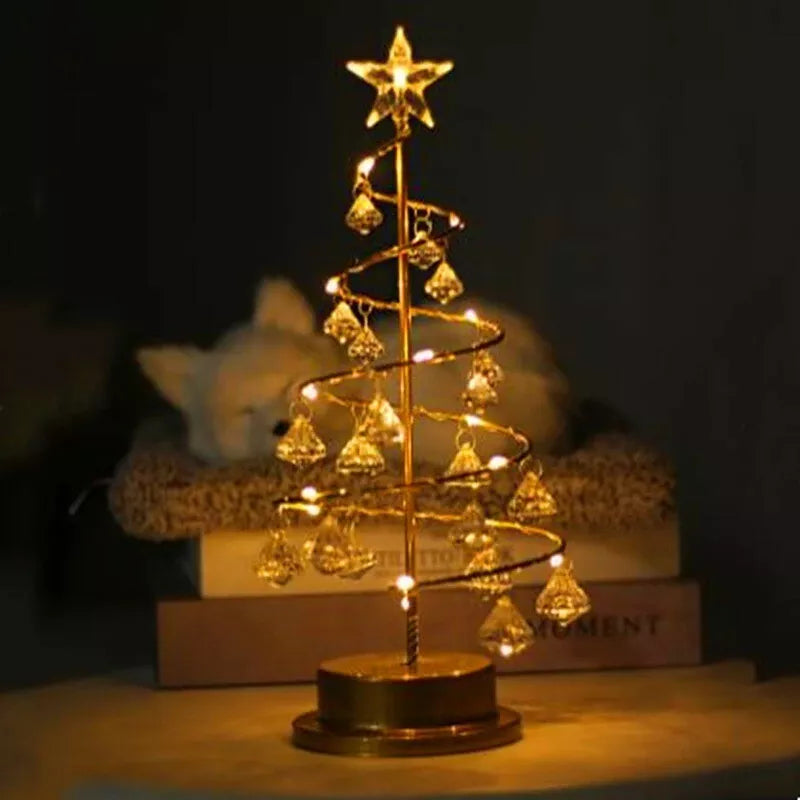 Festive LED Table Lamp | Spiral Design & Crystal Accents 6