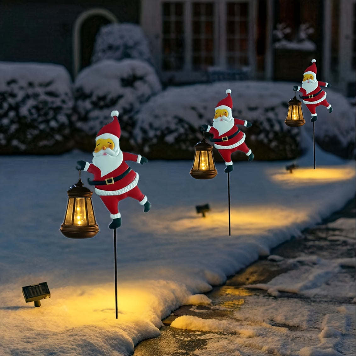 Festive Solar Garden Lights | Santa Lantern Design 1