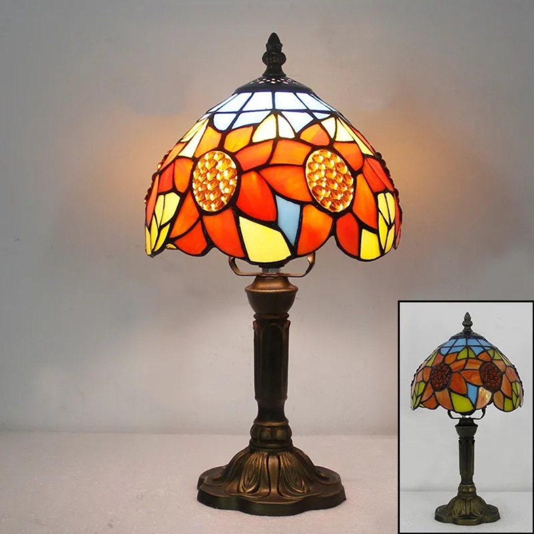 Handcrafted Floral Stained Glass Lamp | Vintage Design 3