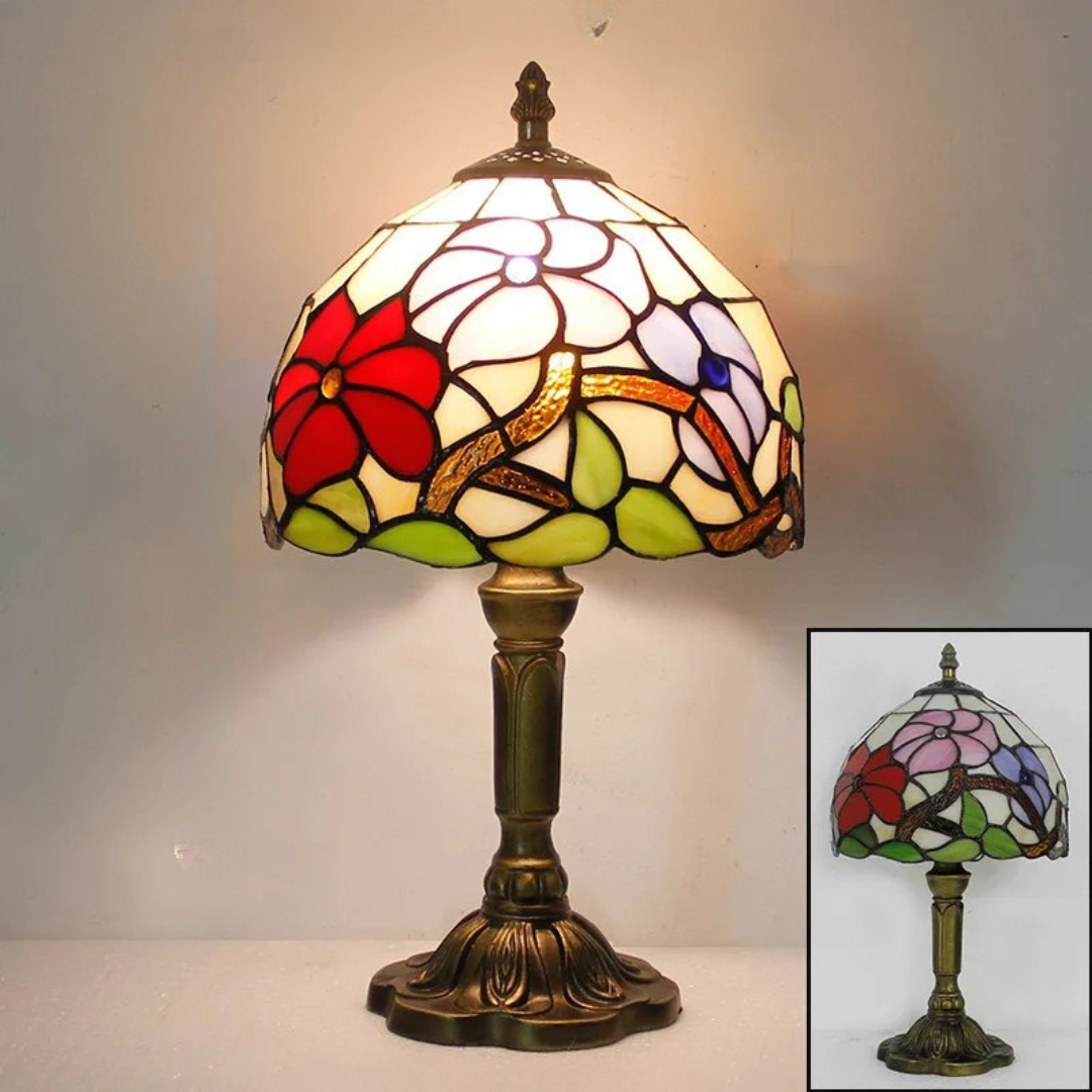 Handcrafted Floral Stained Glass Lamp | Vintage Design 4
