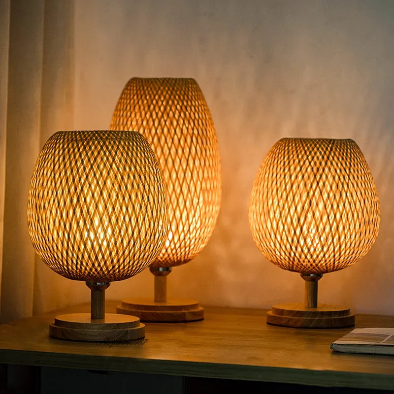 Handwoven Bamboo Table Lamp | Eco-Friendly Bedroom & Living Room Lighting 1