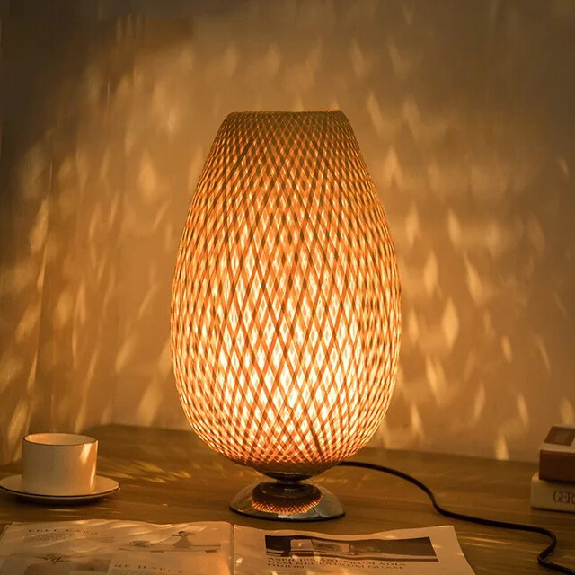 Handwoven Bamboo Table Lamp | Eco-Friendly Bedroom & Living Room Lighting 10