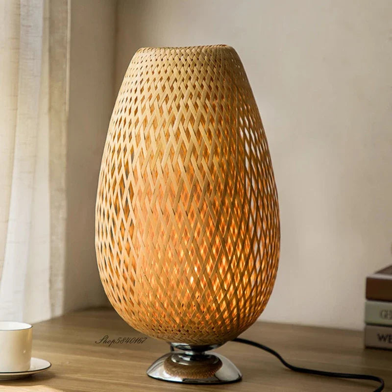 Handwoven Bamboo Table Lamp | Eco-Friendly Bedroom & Living Room Lighting 7