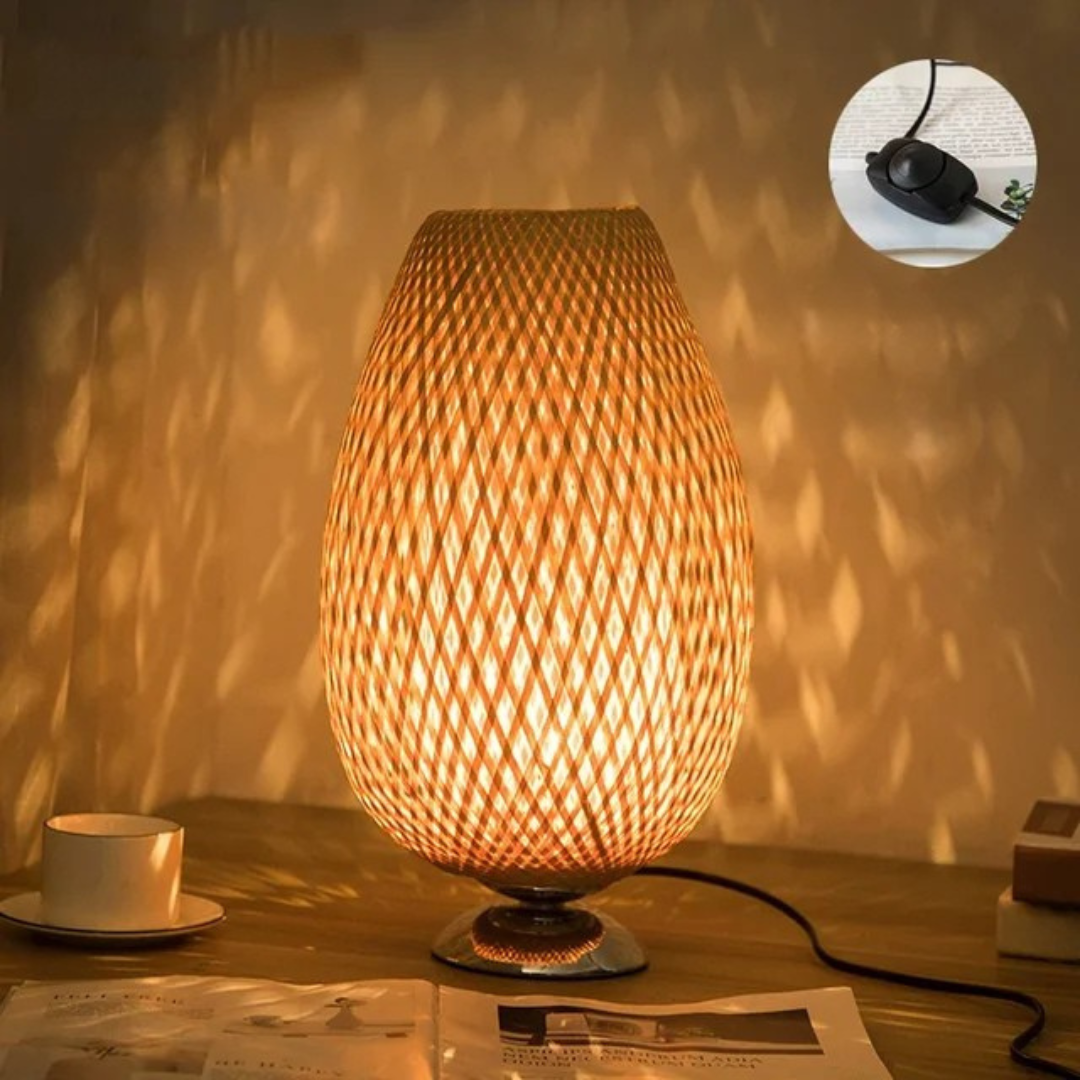 Handwoven Bamboo Table Lamp | Eco-Friendly Bedroom & Living Room Lighting 8