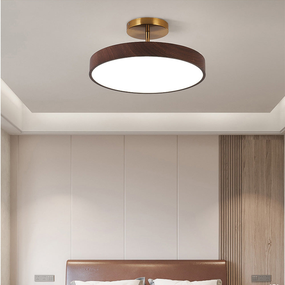 Modern LED Ceiling Light | Semi Flush Mount with Wood Accent 1
