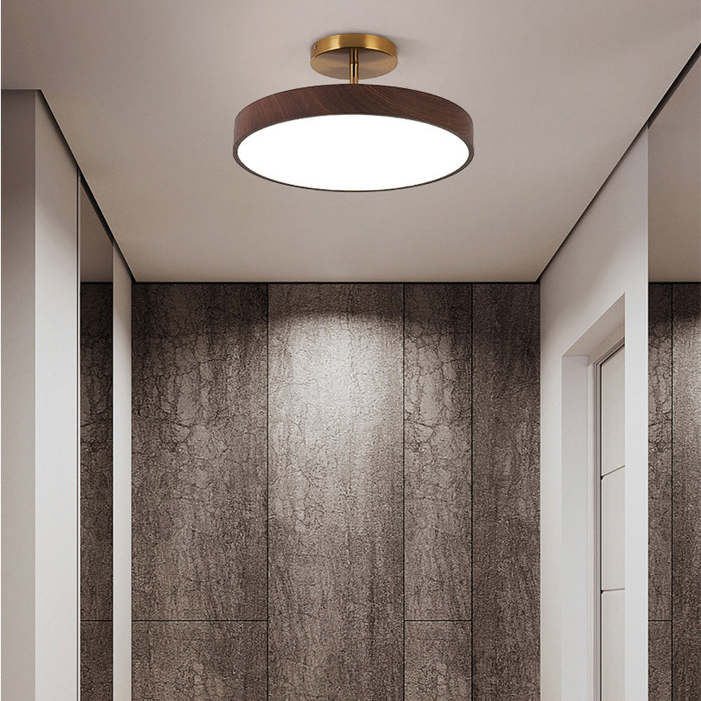 Modern LED Ceiling Light | Semi Flush Mount with Wood Accent 2