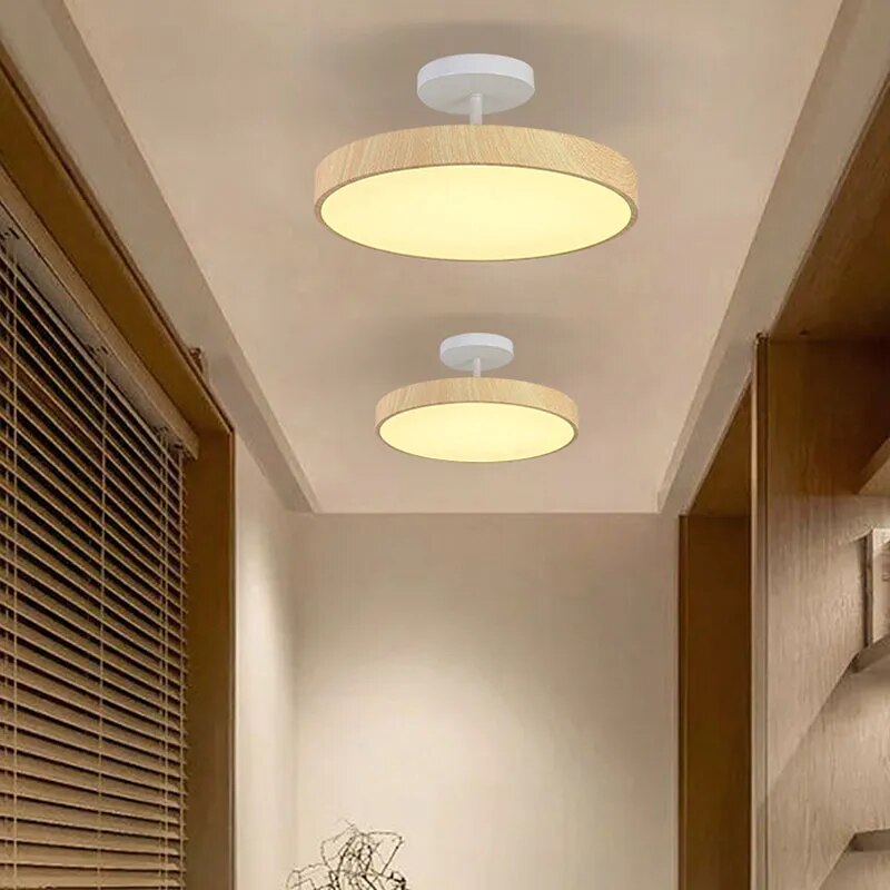 Modern LED Ceiling Light | Semi Flush Mount with Wood Accent 9
