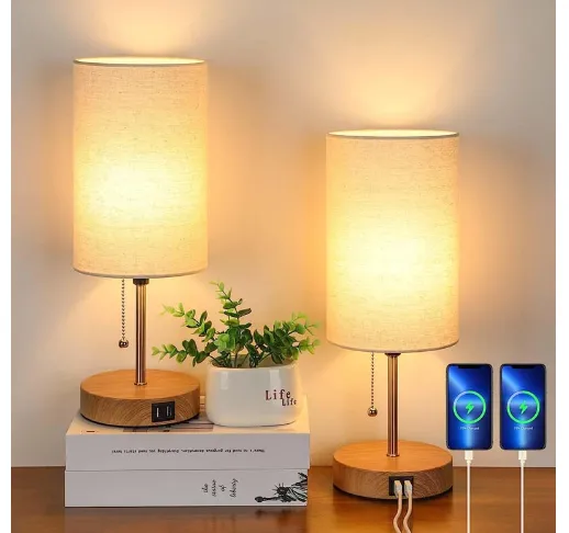Modern Table Lamp | USB Charging & AC Outlet, Bedside Lamps for Living Room 1