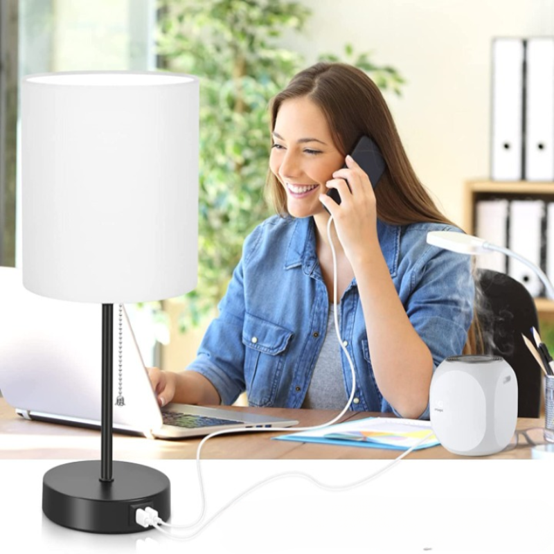 Modern Table Lamp | USB Charging & AC Outlet, Bedside Lamps for Living Room 4