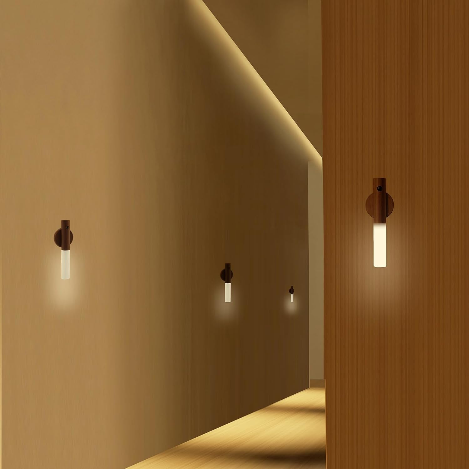 Rechargeable Wooden Wall Light | Motion Sensor & Portable 3